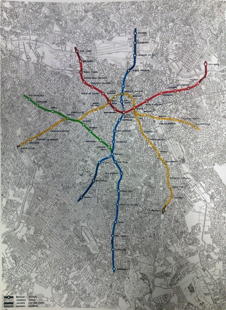 Mapa do sistema de metrô de SP