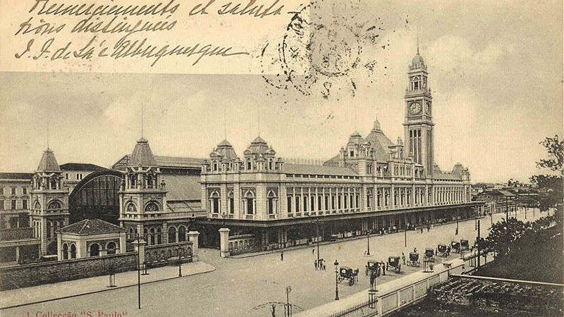 Cartão portal de 1903, com imagem da Estação da Luz