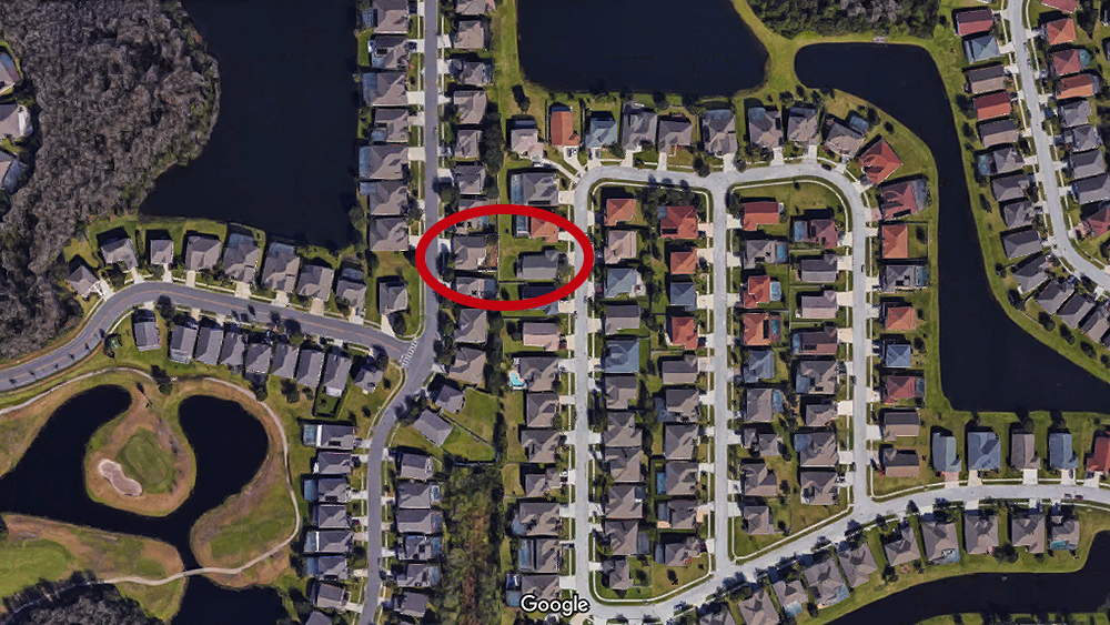 Casas no subúrbio de Avalon Lakes, em Orlando (Google Maps)