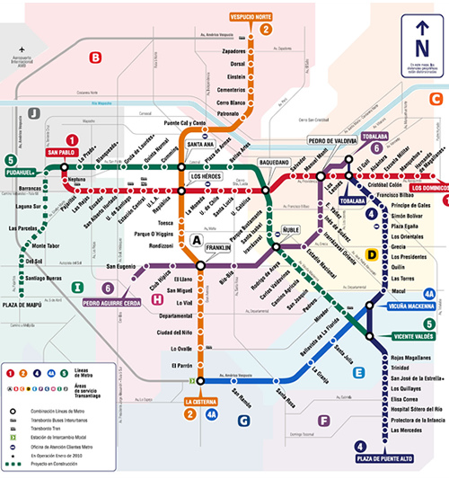 Mapa do metrô de Santiago