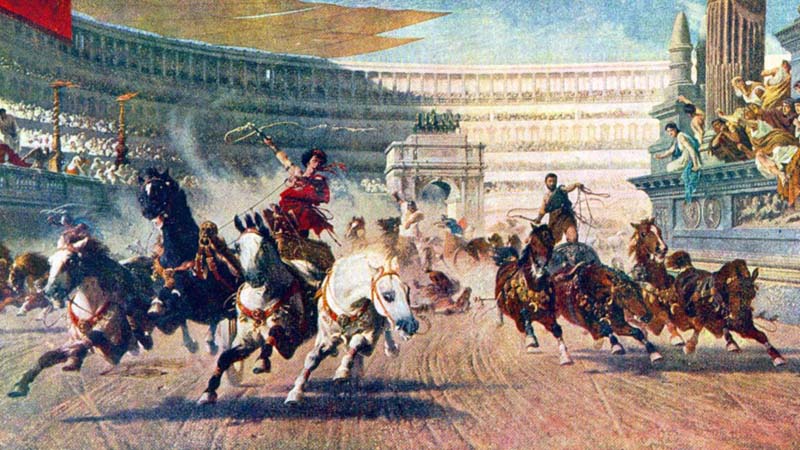 Ilustração de corrida de bigas no hipódromo de Constantinopla