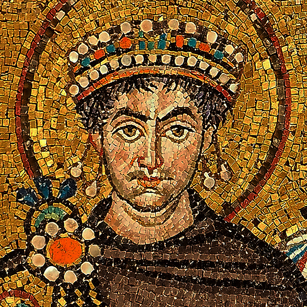 Retrato de Justiniano I em mosaico na Basílica de São Vital, em Ravena (Itália)